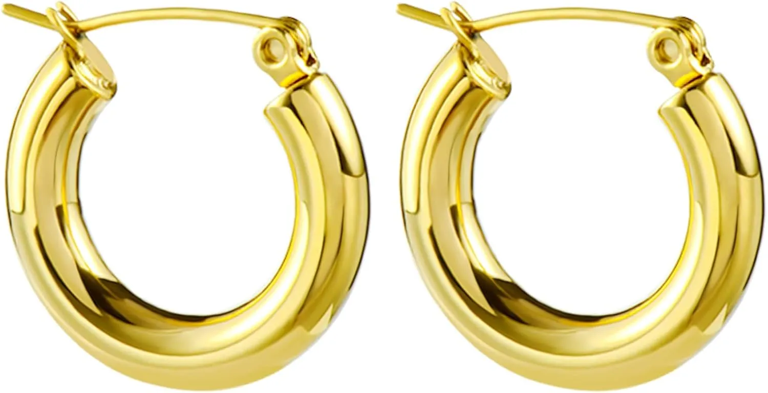Titanium Huggie Hoop Earrings for Women Gold Chunky Hoop Earrings for Women Thick Silver Hoops Huggie Hoops Earrings for Women
