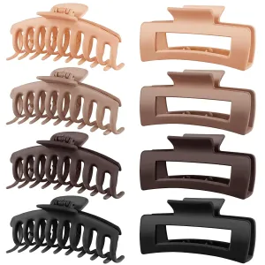 TOCESS 8 Pack Neutral Big Hair Claw Clips for Women Large Claw Clip for Thin Thick Curly Hair 90's Strong Hold 4.33 Inch Nonslip Matte Hair Clips