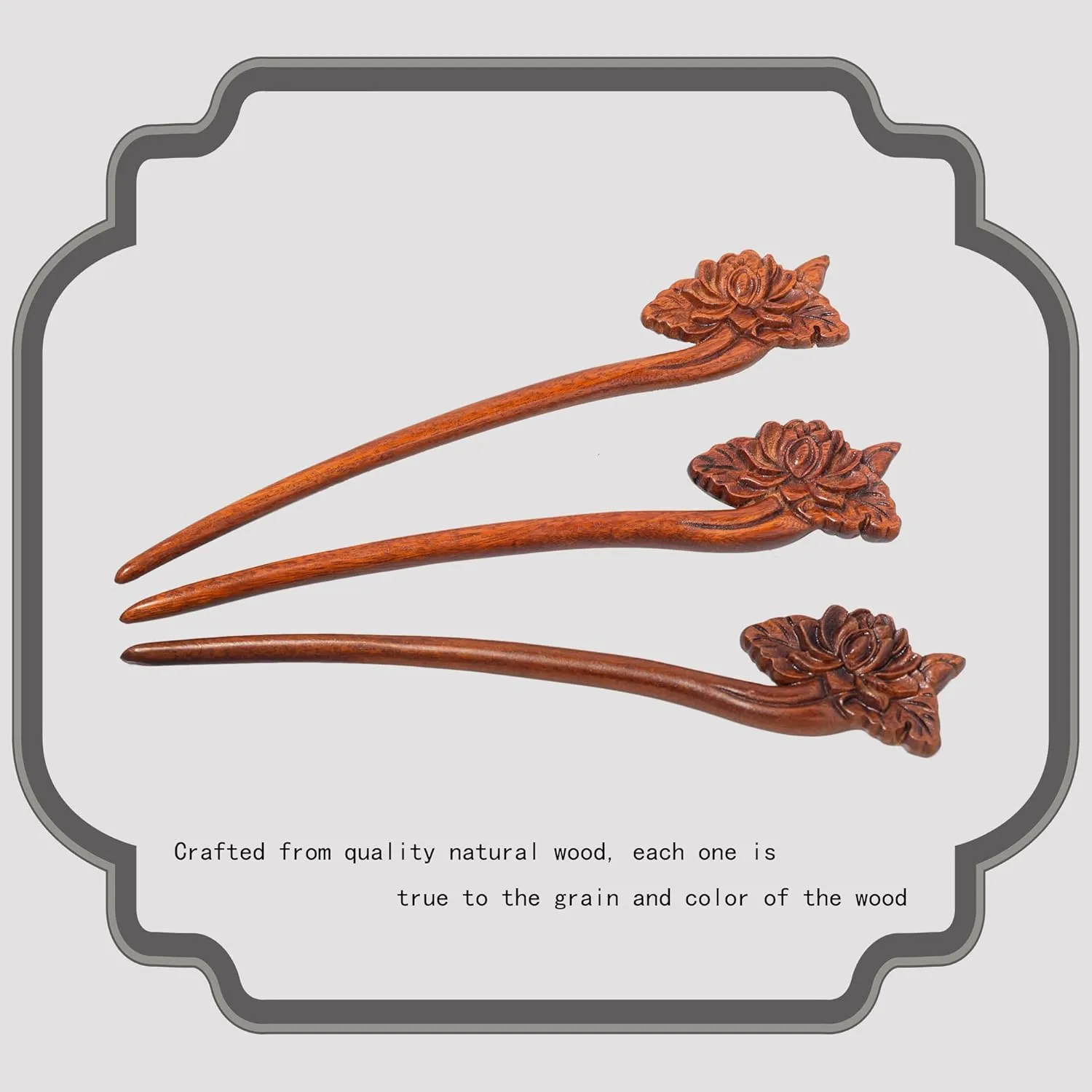 Traditional Chinese hair sticks, retro wooden hair pins, used for long hair accessories buns, Hanfu Dressing Accessorieslotus flower)