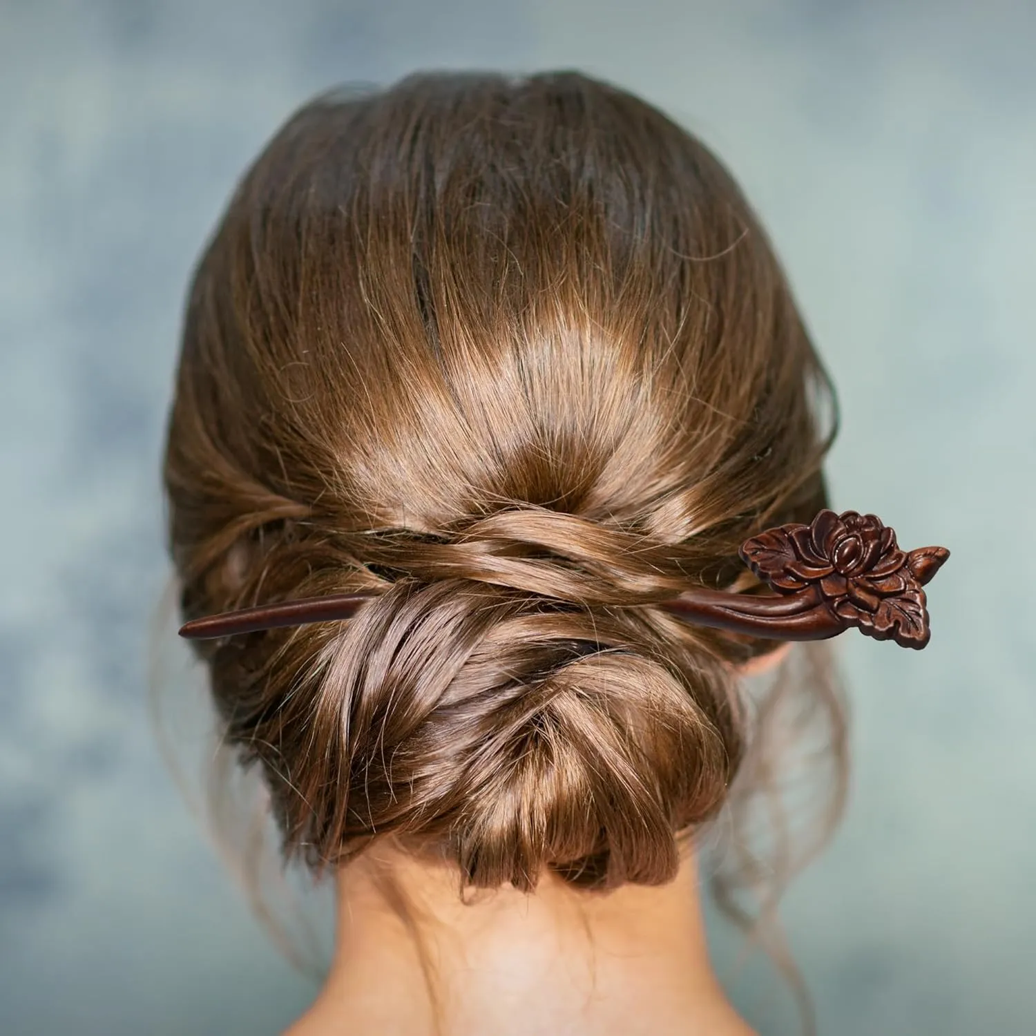 Traditional Chinese hair sticks, retro wooden hair pins, used for long hair accessories buns, Hanfu Dressing Accessorieslotus flower)