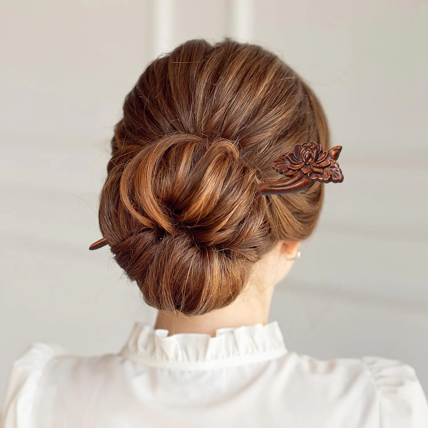 Traditional Chinese hair sticks, retro wooden hair pins, used for long hair accessories buns, Hanfu Dressing Accessorieslotus flower)