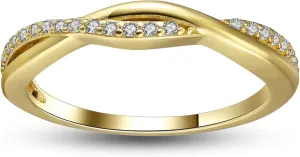 Twisted Half Eternity Wedding Band for Women by Ginger Lyne, Black 925 Sterling Silver Wedding Rings CZ Promise or Stackable Ring for Her Anniversary Cubic Zirconia Engagement Bridal for Women