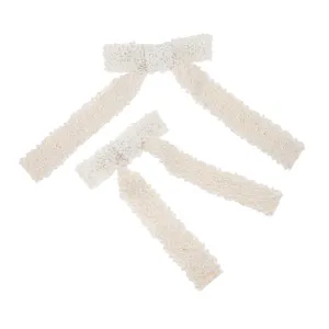 Unique Crafted Pearl Tiara Hair Bows 2pcs Hair Clips Large Bow Barrettes for Girls Fashion Accessories