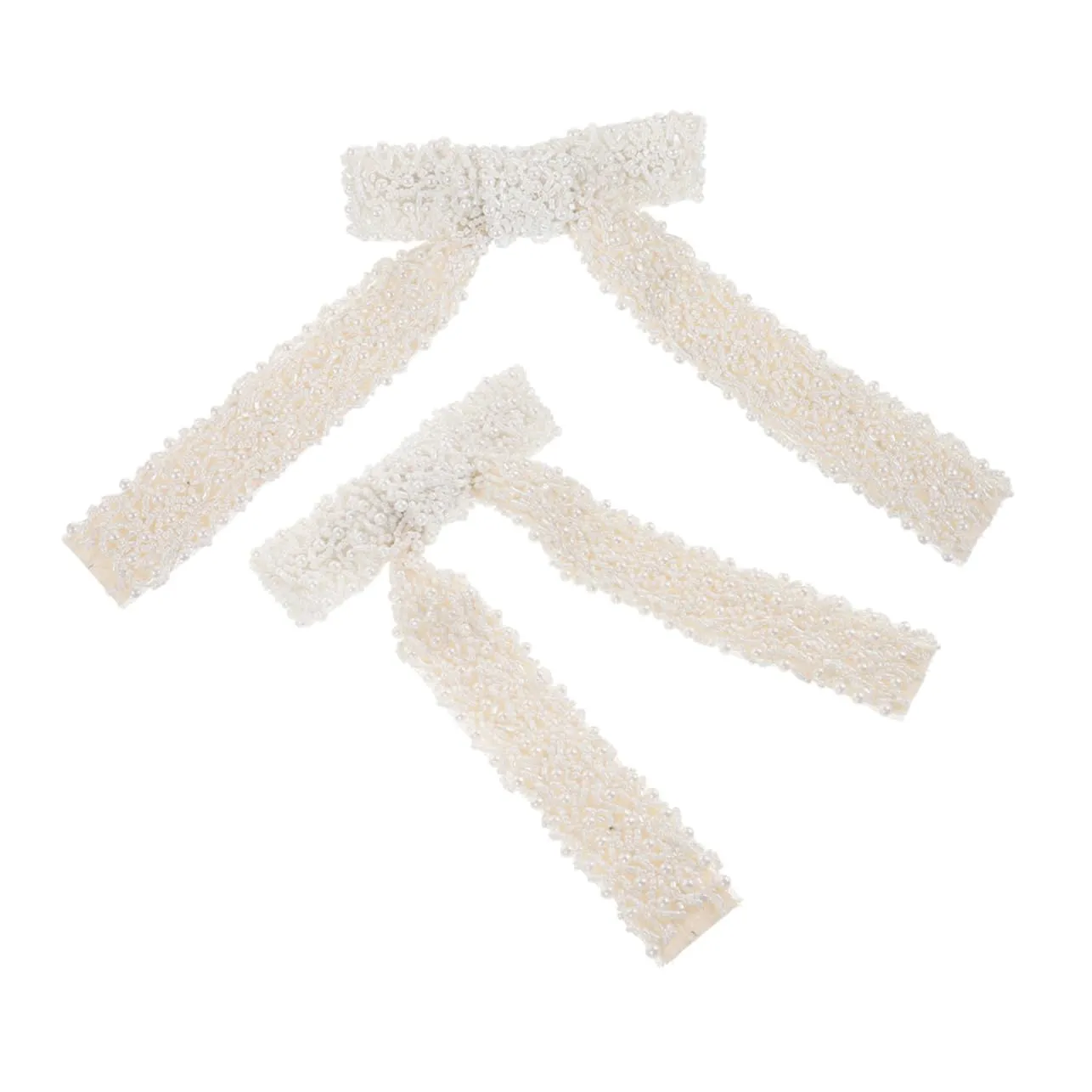 Unique Crafted Pearl Tiara Hair Bows 2pcs Hair Clips Large Bow Barrettes for Girls Fashion Accessories