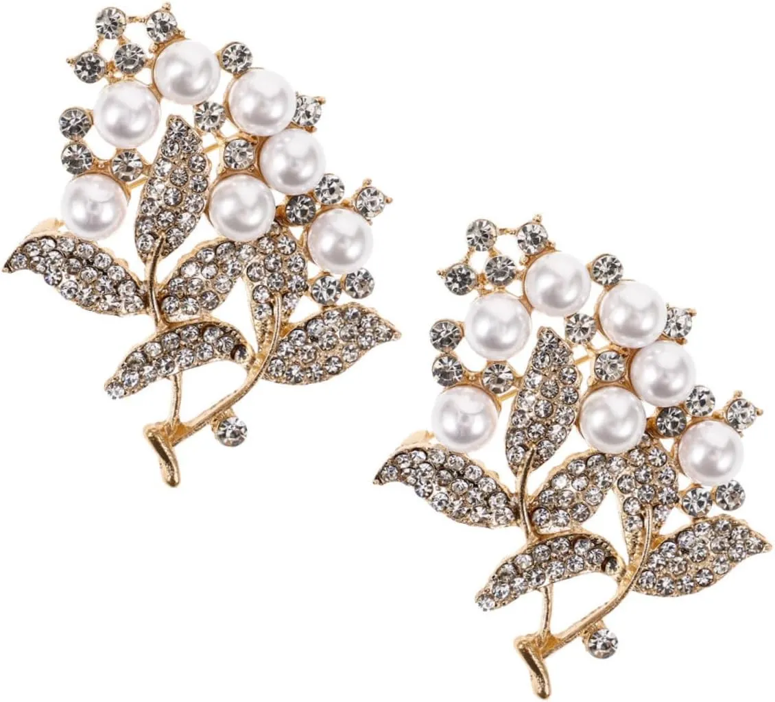 Unique Rhinestone Leaf Brooch Pin Fashion Brooches for Women Metal Rhinestone Corsage Lapel Pin Sturdy Zinc Alloy Brooch