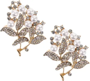 Unique Rhinestone Leaf Brooch Pin Fashion Brooches for Women Metal Rhinestone Corsage Lapel Pin Sturdy Zinc Alloy Brooch