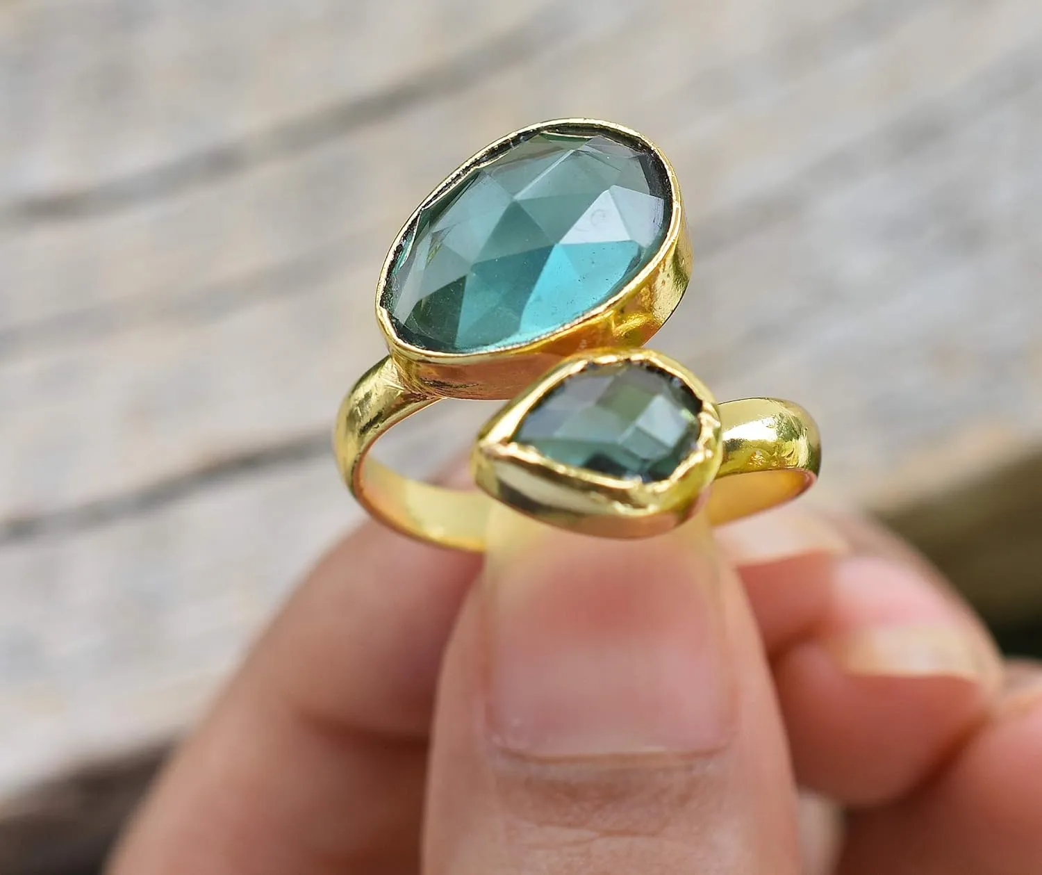 Veracity Jewelry Gold Plated Multi Gemstone Rings For Women & Girls - Jewelry For Women's Birthday Anniversary Wife Mom Girlfriend Sister - Handmade Gifts (Green tourmaline)
