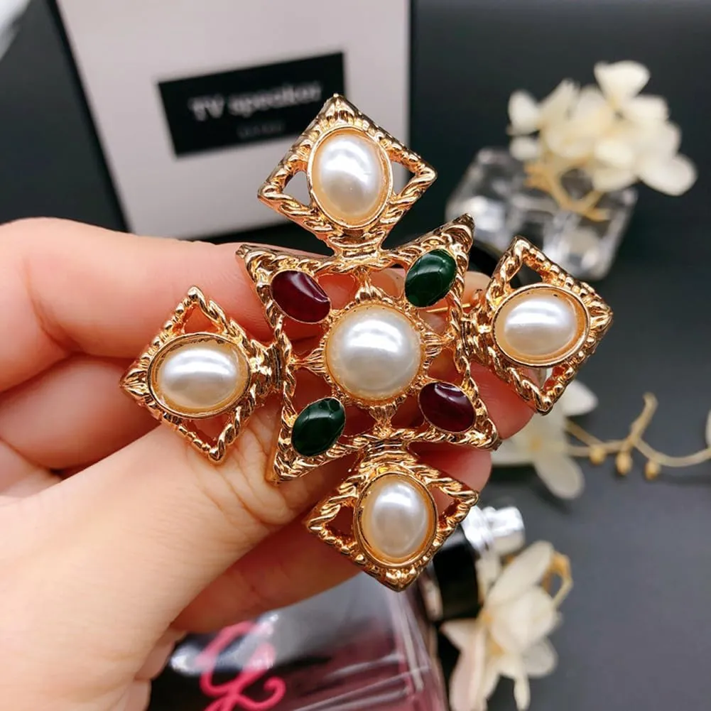 Versailles series Baroque elegant Brooches Pin for Women Men Girls Retro Court Pearl Corsage Pin delicate accessory