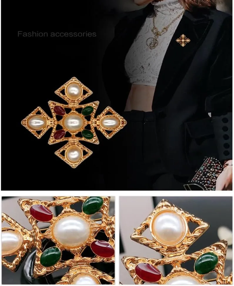 Versailles series Baroque elegant Brooches Pin for Women Men Girls Retro Court Pearl Corsage Pin delicate accessory