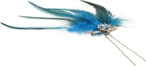 Vintage Peacock Hair Chignon Pin Blue Rhinestone Pearl Hair Stick Exotic Pick for Women Teen for Weddings Parties Stylish Long Accessory
