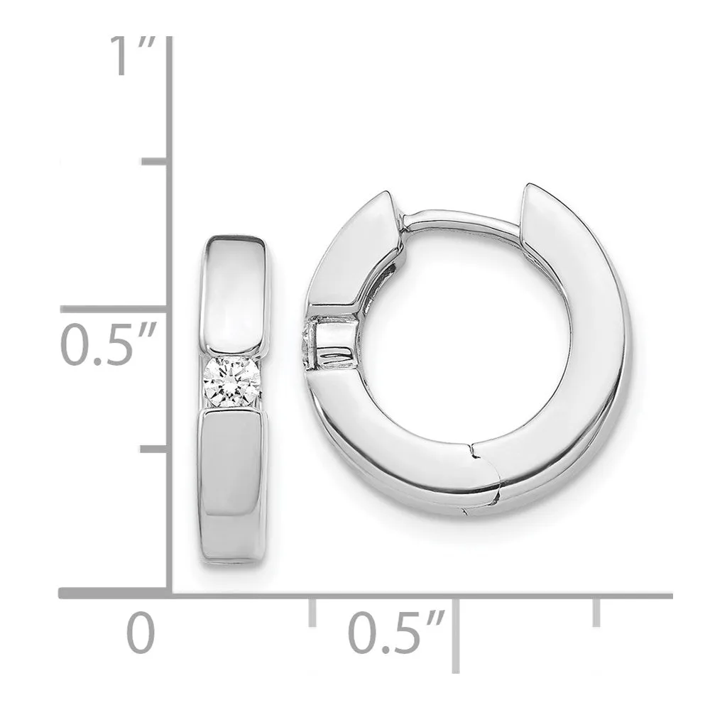 White Gold AA Diamond Hinged Hoop Earrings - Model EM5354-016-WA