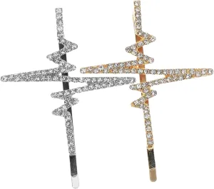 Women Rhinestone Hair Clips Electrocardiogram Design Decorative Bobby Pins Fancy Crystal Hair Accessories for Weddings Parties and Everyday Styling Colors