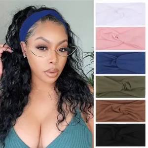 XTREND 6 Pcs Women's Headbands Twisted Cross Elastic Head Bands Yoga Workout Headband Non-Slip Sweat Soft Headbands Solid Color Simple Versatile Hair Accessory Hairbands