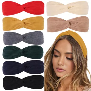 XTREND 8 Pcs Headbands for Women Twist Cross Knotted Elastic Head Hair Bands Yoga Workout Non-Slip Soft Solid Color Head Band Simple Versatile Hair Accessory Hairband