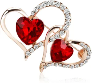Yadiana LOVE Heart Rhinestone Brooch Pin for Women Girls Fashion, Crystal Love Heart Brooches Lapel Pins Dainty Gold Brooch Stylish Clothes Accessories Valentines Christmas Jewelry Gift for Her