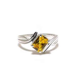 Yellow Topaz Gemstone Stacking Stackable Ring For Men & Women | 6x8 mm | Best Gift For Christmas | 925 Sterling Silver Band | Statement Prong Rings (925 Silver, 10)
