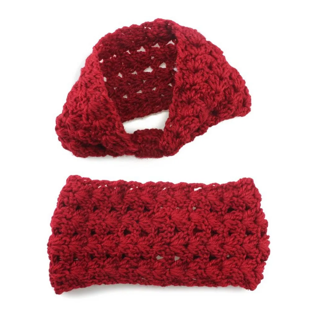YSJOY Elegant Women Boho Style Hollow Cable Crochet Knitted Headbands Winter Warm Hairband Hair Accessories Headband Pack of 3 Red Black