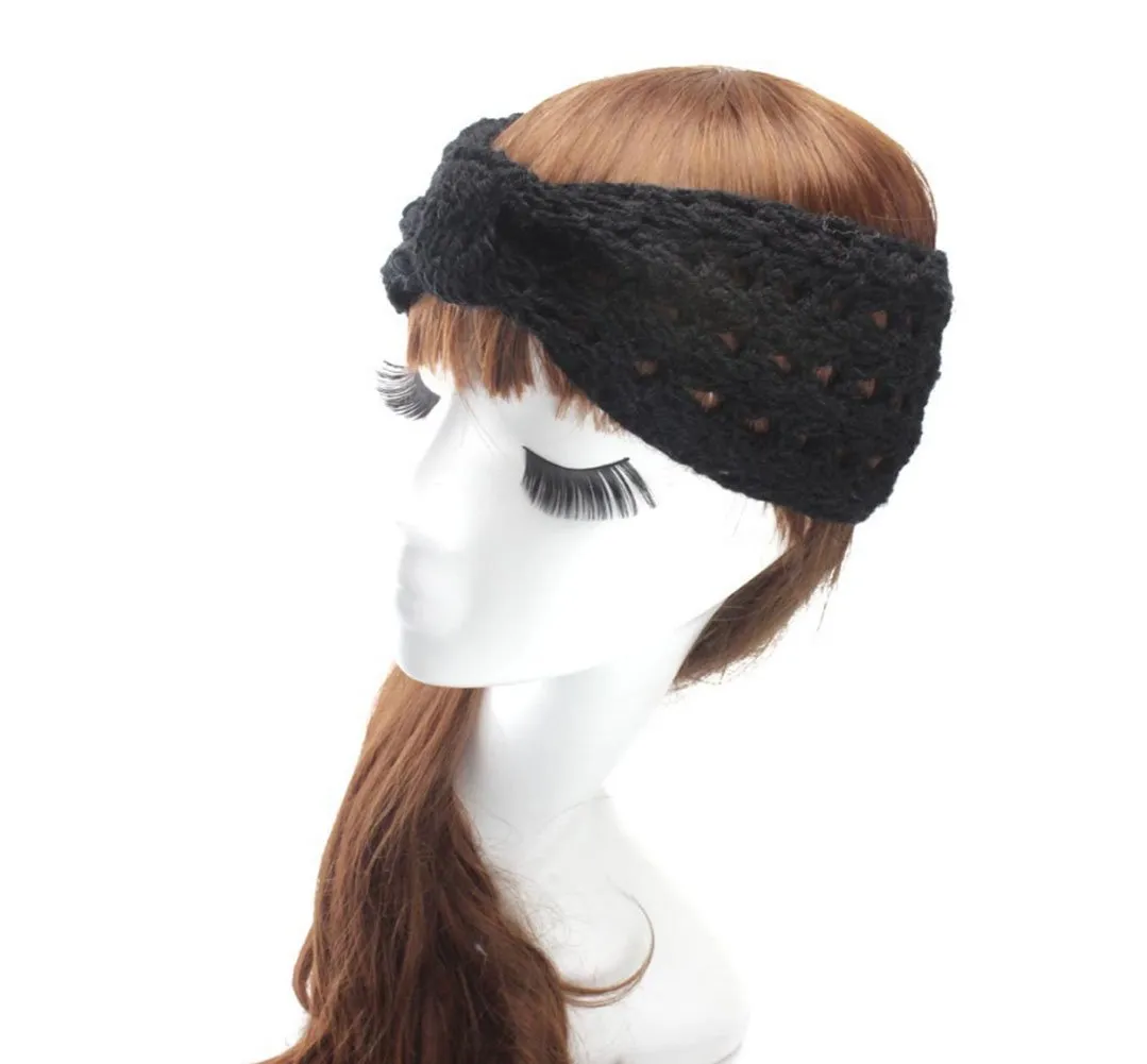 YSJOY Elegant Women Boho Style Hollow Cable Crochet Knitted Headbands Winter Warm Hairband Hair Accessories Headband Pack of 3 Red Black