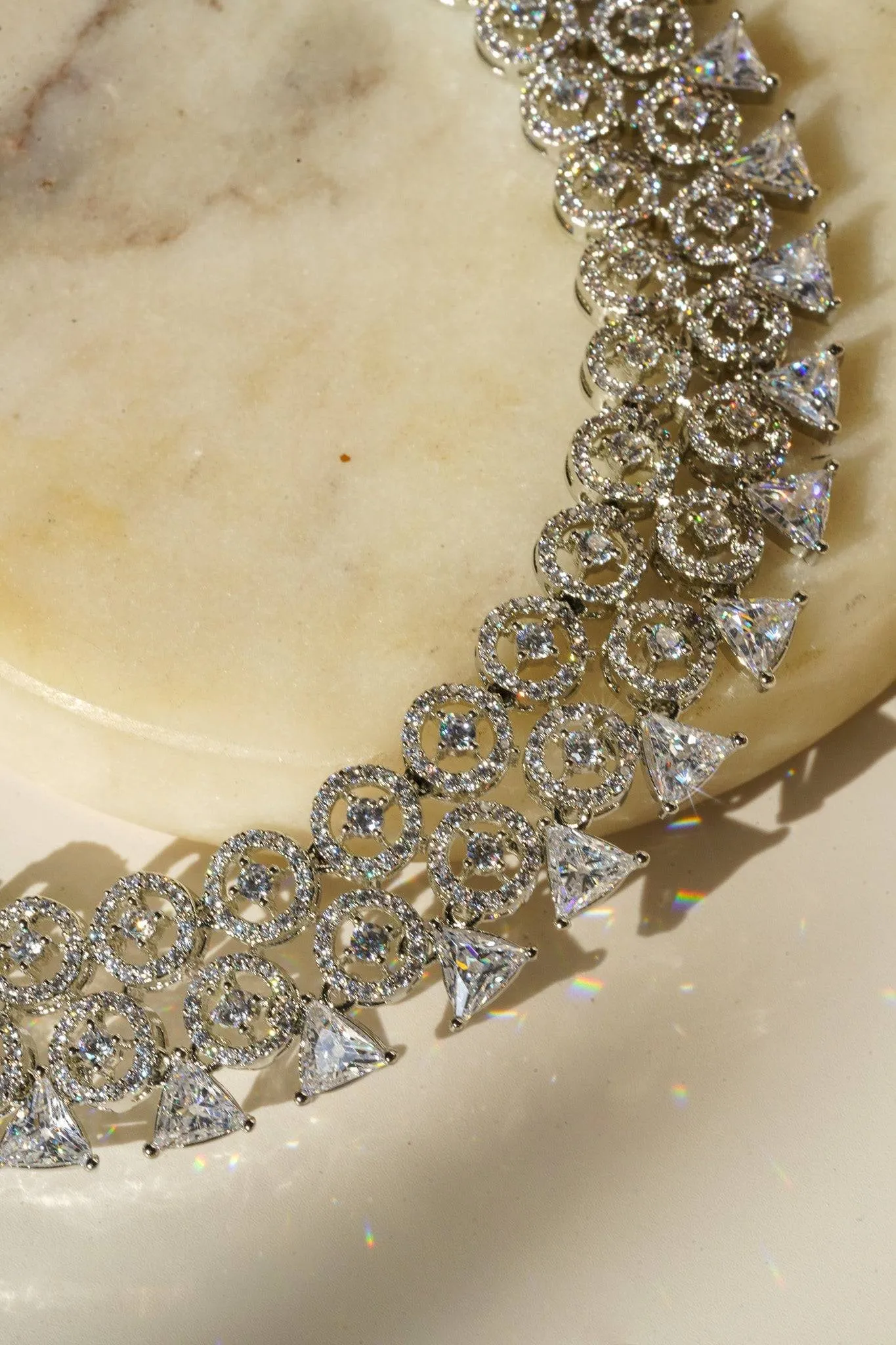 Zeba - Necklace Set with AD Diamante Accent Stones and Jhumka Earrings