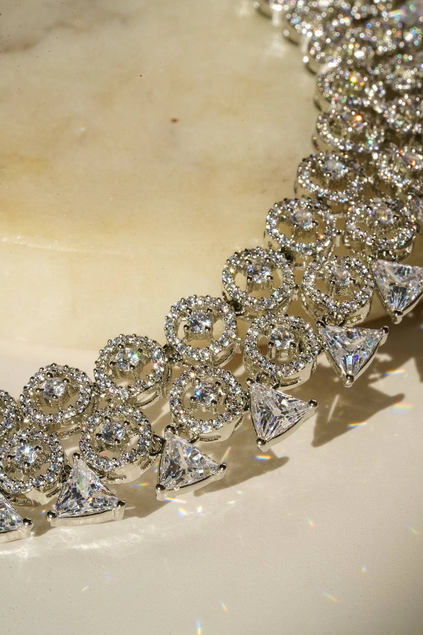 Zeba - Necklace Set with AD Diamante Accent Stones and Jhumka Earrings