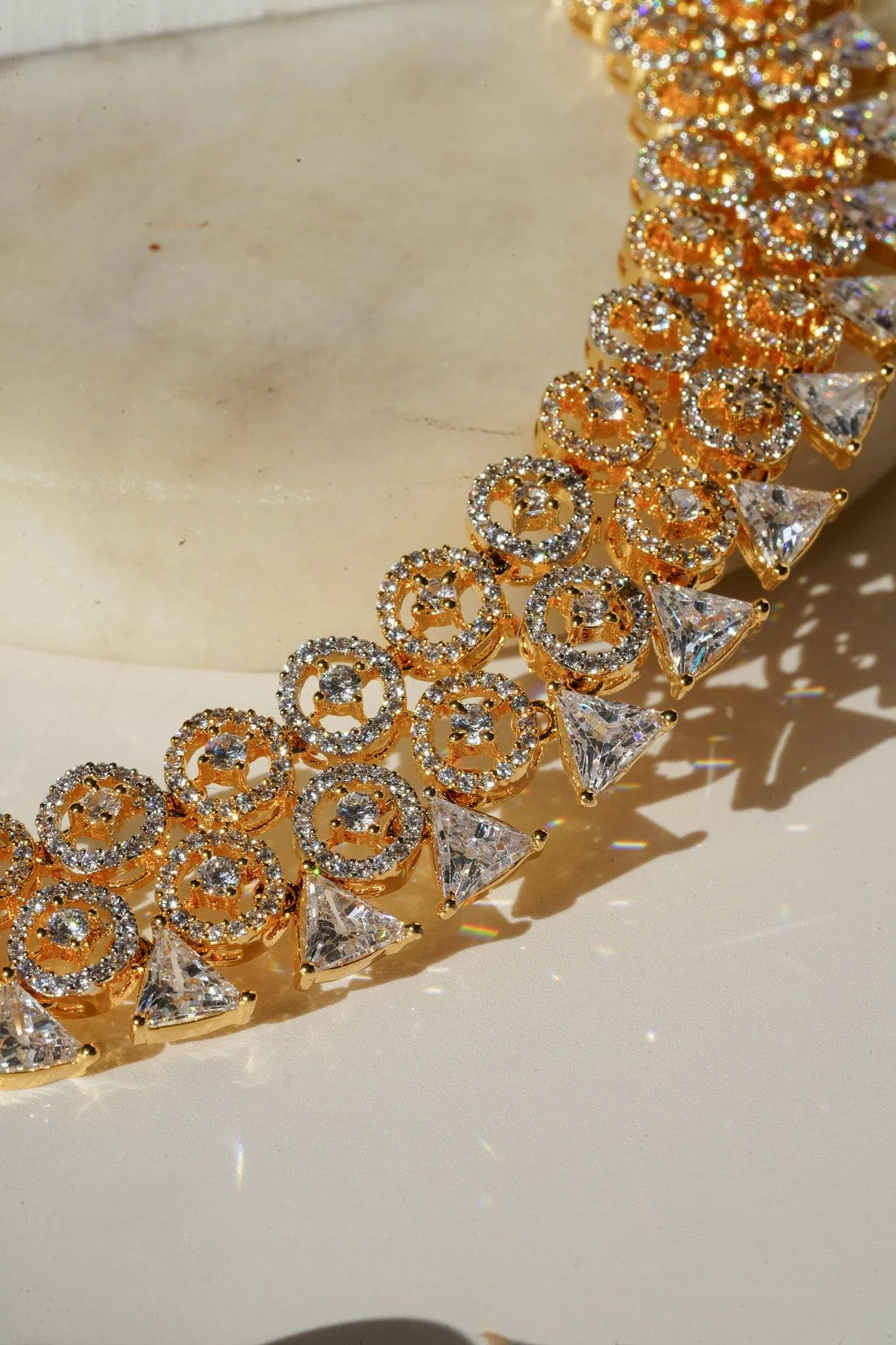 Zeba - Necklace Set with AD Diamante Accent Stones and Jhumka Earrings