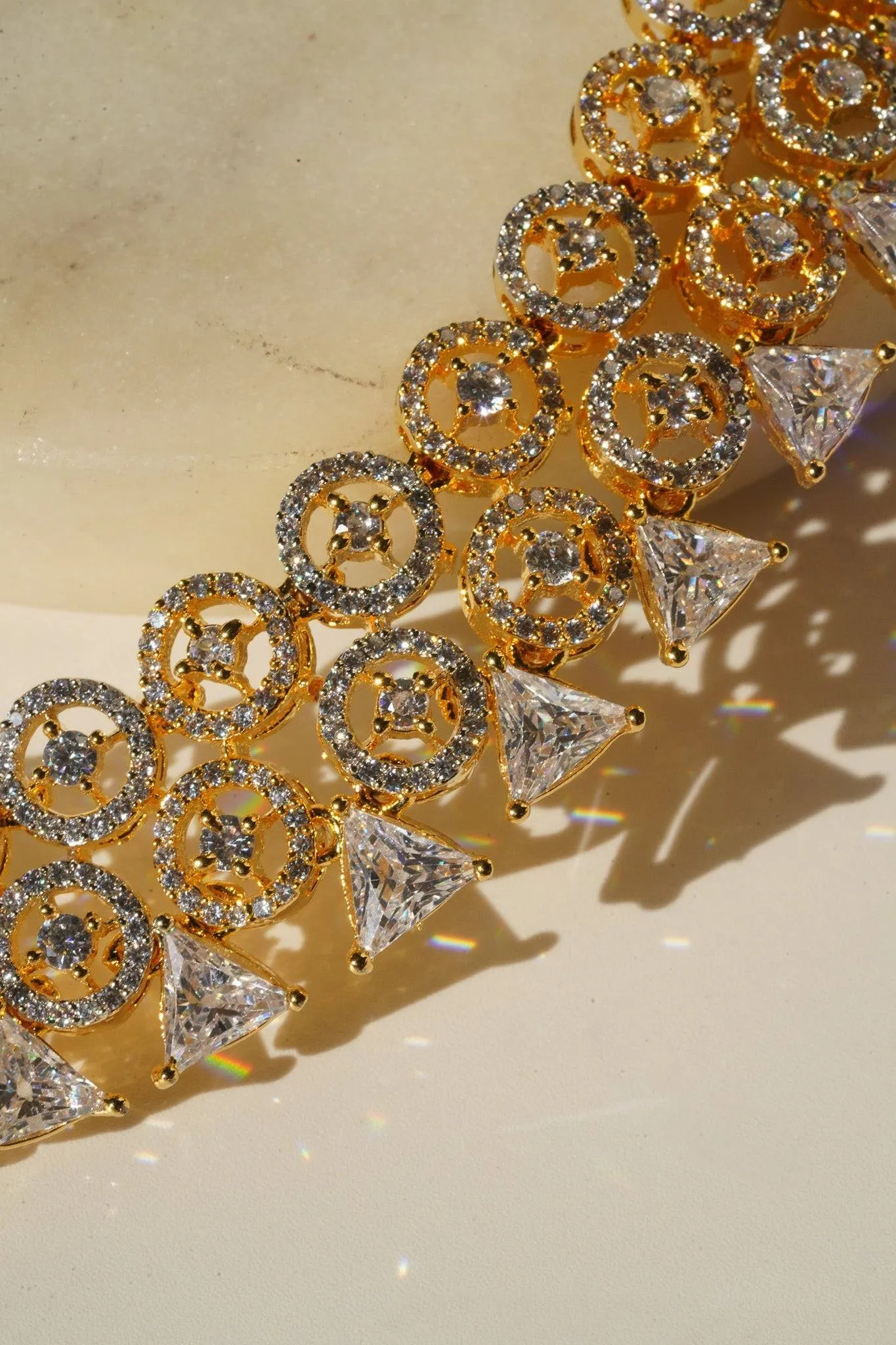 Zeba - Necklace Set with AD Diamante Accent Stones and Jhumka Earrings